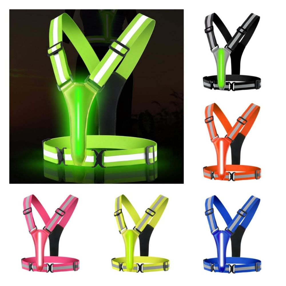 Running Visibility Gear - Oplaadbaar LED-reflecterend vest met USB, hoge