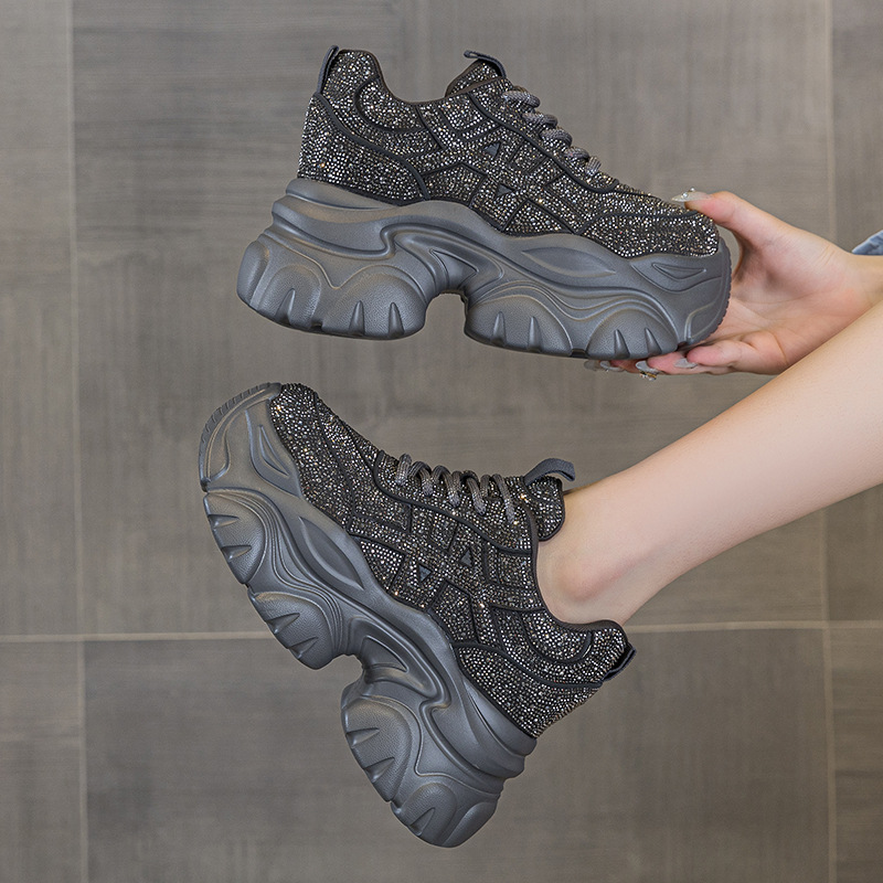 Running Shoes Women - Damessneakers met veters, hoge hak, platform,