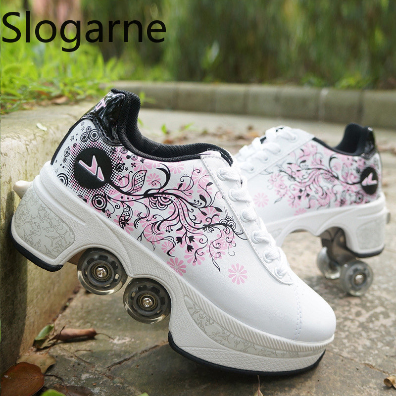 Running Shoes Women - Vrouwen 4-wielen Vervorming Rolschaatsen Schoenen Mannen