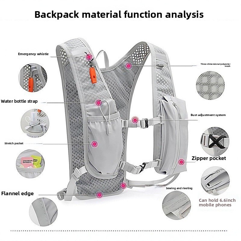 Hydration Vest - Hardlooptelefoontas, outdoor wandelvesttas, fietsvesttas, lichtgewicht sportopbergrugzak,